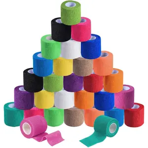 30 Pack 2 Inch x 5 Yards Colorful Self Adhesive Bandage Breathable Cohesive Bandage Wrap Rolls Elastic Self-Adherent Tape for Stretch Athletic, Sports, Wrist and Ankle