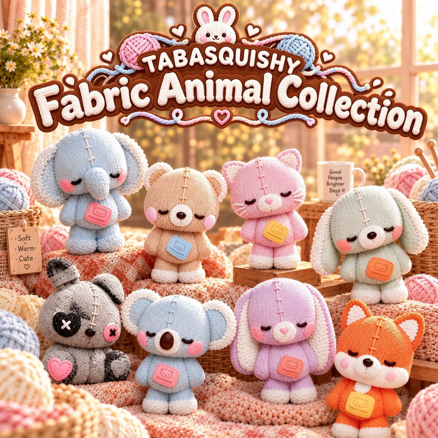 Handcrafted TABASQUISHY Fabric Animal Squishies, Kawaii Soft Slow-Rising ASMR Sensory Fidget Toy, 8 Cute Animal Cuteness Styles, Stress Relief Collectible Blind Box Gift for Teens, Backpack Charm