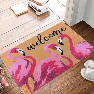 Flamingo Pattern Welcome Door Mat, Non-slip Soft Floor Mat, Decorative Carpet for Home Living Room Bedroom Kitchen, Home Decor, Home Decorative Rug