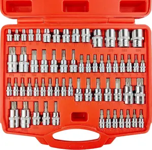 Master Torx Bit Socket and External Torx Socket Set, 60-Piece 1/4", 3/8", 1/2" Drive E-Torx Sockets