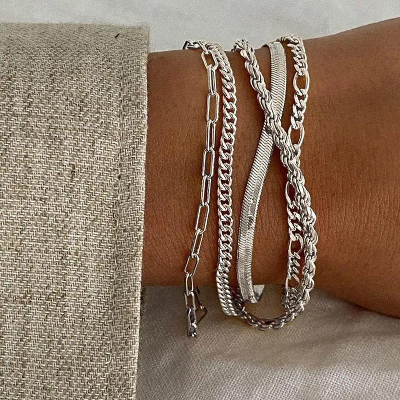 5PCS Waterproof 14K Real hypoallergenic Gold Jewelry Set for Women – Trendy Thin Dainty Stackable Cuban Link, Paperclip Chain Bracelet Pack, Fashion Accessories Gifts for Women non-tarnish Christmas Gift, Elegant Jewelry Bracelet, Gold Bracelet