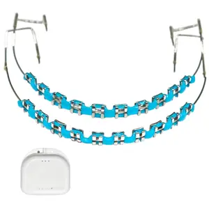 2pcs Fashionable Colorful False Teeth Grillz, Metal Dental Jewelry, Party Fun Photo Props, Hip Hop Style