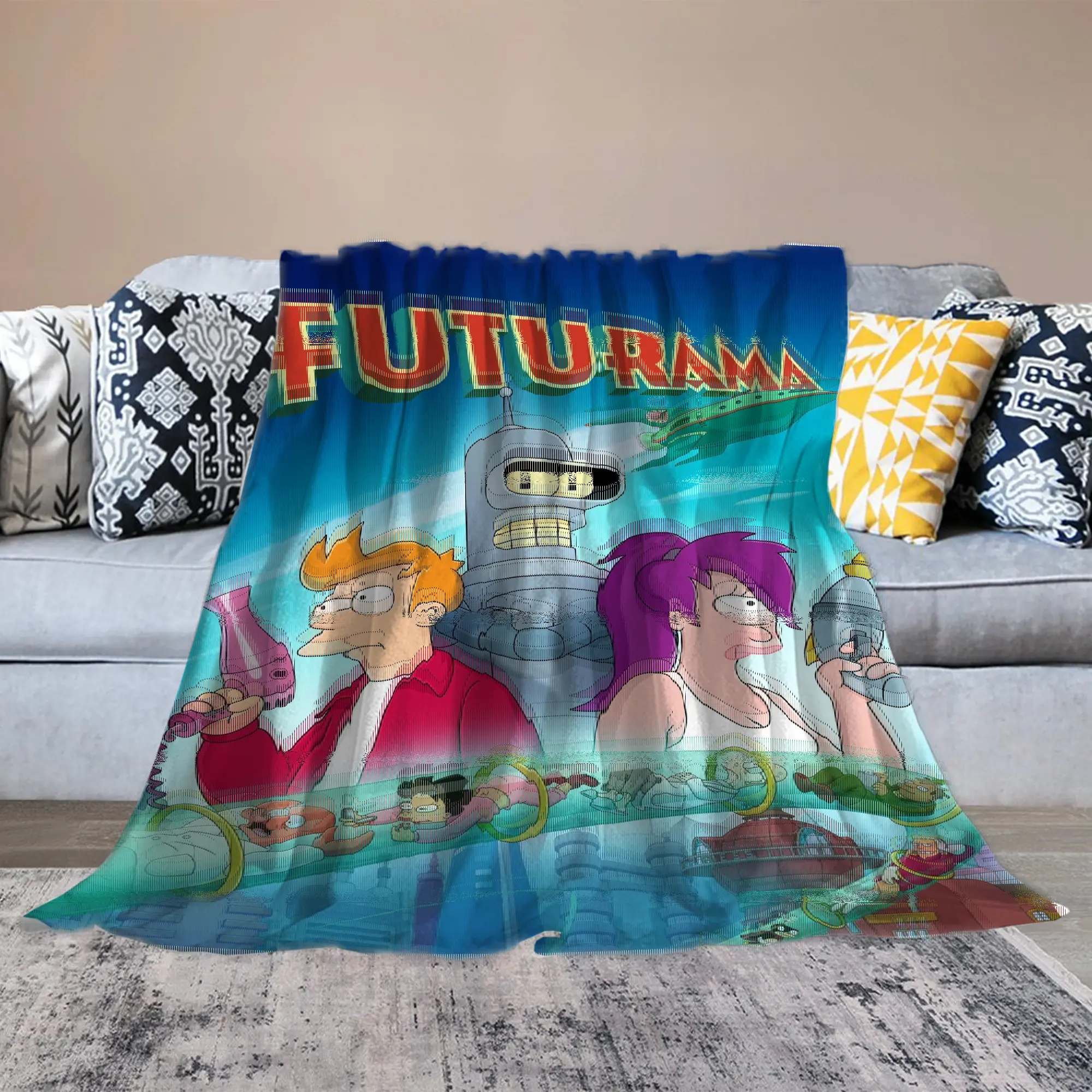 Futurama Ultra Soft Flannel Fleece Blanket | Cozy Lightweight Throw Blanket for Couch, Sofa, Bed & Travel