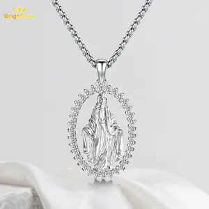 Brighthive Virgin Mary Necklace S925 Mother Mary Pendant Jewelry Cubic Zirconia Amulet It is a wonderful gift for women and men on Christmas, Valentine's Day and birthdays faith  based  jewelry