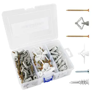 Drywall Anchors with Screws Set 120 Pcs Includes 20 Grey White Butterfly 20 Self Drilling Anchors 60 Screws Ideal for Hollow Walls Heavy Duty Construction Wider Lip Prevents Sinking