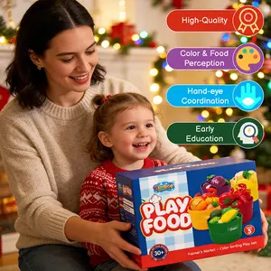 # kitchen playset  Cutting Play Food Toys For Kids, Pretend Play KitchenAccessories, Fake Fruits/Vegetables Set With ShoppingStorage Basket, Plastic Board And Knife, BirthdayGifts/Educational Toy For Toddler Children