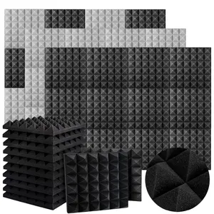 12-24pcs 2" Thickening Soundproof Acoustic Foam Panels Pyramid Designed, 12x12x2 inch 25kg/m³ High Density and Fire Resistant Sound Proof Foam Panels Acoustic Panels, For Studio Wall Ceiling Meeting Room Decorative 3D Wall Panel