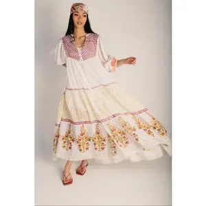 The Portofino Tiered Maxi Dress in Natural Multi (SHIPS LATE MAY)