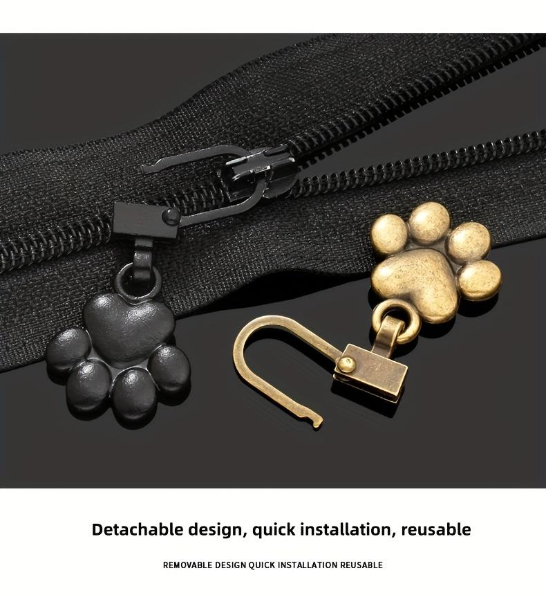 5pcs Cat Claw Metal Zipper Head Pull Tab Detachable Clothes Luggage Jacket Replacement Additions Zipper Head Pendant Repair Artifact