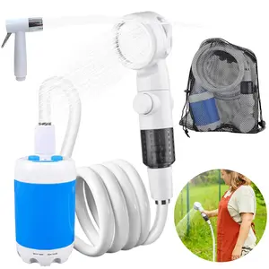 Portable Camping Shower Pump with Bucket, Upgraded Rechargeable Electric Shower Pump, Smart Spray Modes for Outdoor Use