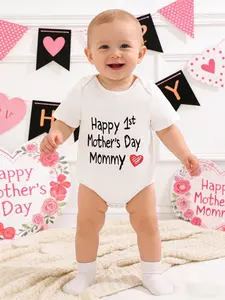 Our First Mother's Day Baby One-Piece Mother's Day Gift，Short Sleeve Newborn onesie baby boys & girls clothes
