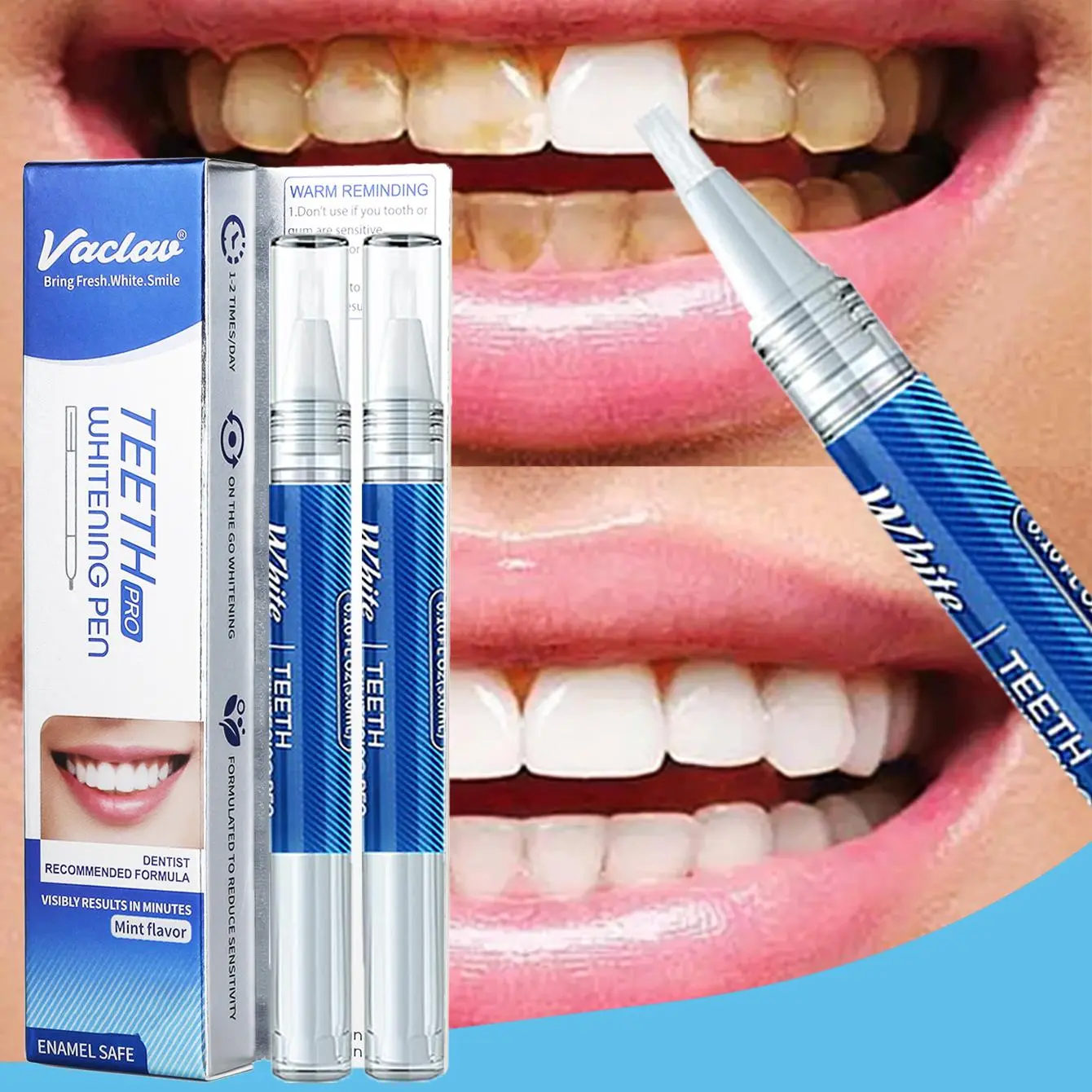 Portable Teeth Brightening Gel Pen, Teeth Whitener Pen, Teeth Brightener, 1/2/3/4 Counts Mint Flavor Teeth Cleaning Pen, Easy To Use Teeth Brightening Pen, Oral Care Product for Men & Women
