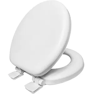 Soft Cushioned Toilet Seat, Round or Oval, White or Bone, Slow-Close Lid & Seat, Quick-Release Hinge, Easy To Clean & Change