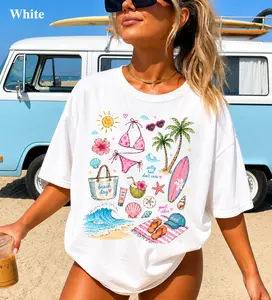 Comfort Colors Beach Summer Vacation Shirt Seashell T-Shirt Aesthetic Coastal Graphic Tee Vintage Ocean Shells Nature Lover Spirit Era Art