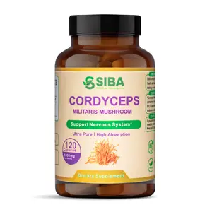 SIBA Cordyceps Militaris Mushroom Extract 1000mg - 120 Capsules for Nervous System Support Natural Energy Stamina & Immune Health