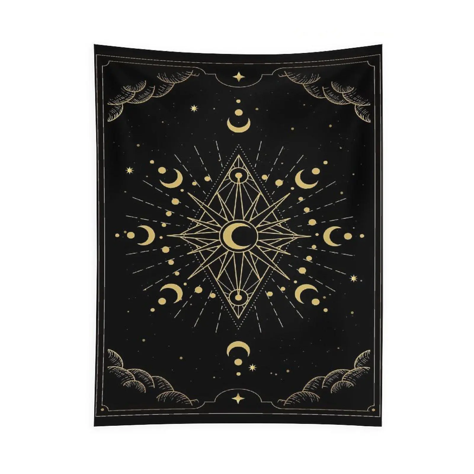 Celestial Moon Phase Tapestry Wall Hanging, Astrology Galaxy Wall Decor, Boho Mystic Aesthetic Tapestry for Bedroom Dorm Meditation Room Decoration