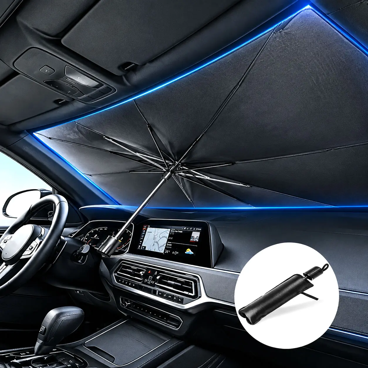 Anti-UV Umbrella Windshield Shade - Foldable Heat Blocker, Quick-Setup Car Visor Protector for Sedan, SUV, Easy to Use and Store, Anti-Uv Umbrellas