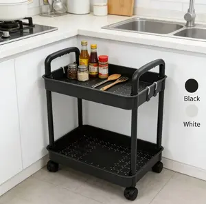 utility cart with wheels, storage shelves, and storage basket Two-tier . Easy to assemble, suitable for bathrooms, RVs, offices, and workshops.  Ideal as a bedside cart, snack cart, or multi-layer storage unit. Classic Storage Shelf