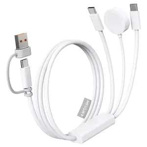 ZEEHOO 3-in-1 Magnetic Multi Charging Cable Charger - 100W Dual USB-C Port, Aluminium Alloy Build, Durable Nylon Braided, Electronic Device Protection, Connector for Smartphones, Laptops (Travel Use)