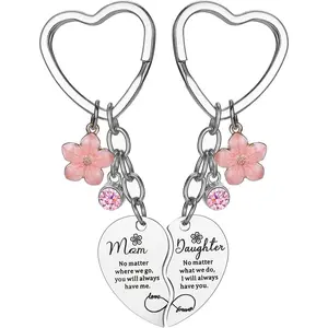 Mother Daughter Heart Keychain Set, Matching Heart Pendant Keyring, Sweet Gift for Mom Daughter Christmas Mother's Day