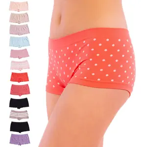 Alyce Ives Intimates Pack of 12 Womens Seamless No Show Boyshort with Polka Dots & Stripes