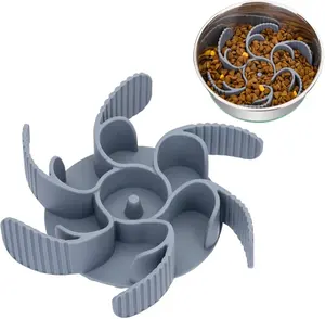 Slow Feeder Dog Bowls Insert [Octopus Suction Cups] Super Firm Slow Eating Dog Bowl [Cuttable] for Large Breed and Medium Size Dog Compatible with Regular and Elevated Dog Bowls (Turbine)