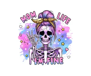 Mom Life I'm Fine • T-shirt Tee Shirt Comfortable Unisex Top Funny Sarcastic Coffee Mama Mom