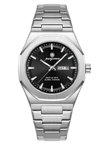 Paazomu Men's Automatic Quartz Watch, Dual Calendar Dial, Steel Band, Stainless Steel Watch, Waterproof Sports Business Wristwatch for Men