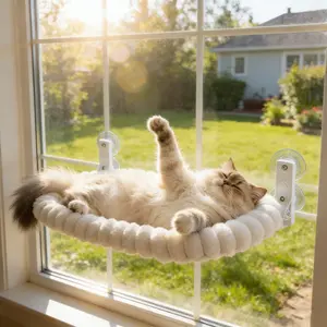 Window Perch Window Hammock with 4Large Suction Cups & Soft Bubble Cushion:Rustproof MetalFrame Window Bed Holdinc40lbs: Easy Assembly Perch for Indoor Cats