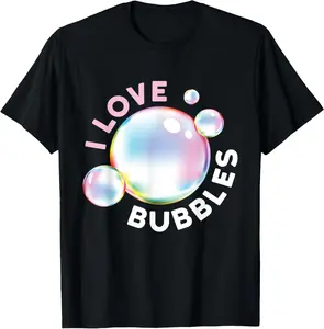 I Love Bubbles I Soap Bubble Bubbles Women Summer Casual Shortsleeve Cotton T-Shirt