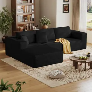 108” Modular Sectional Cloud Sofa For Living Room Modern Minimalist Couch With L-shaped Chaise Upholstered Corduroy Couch , Deep Seat, No Assembly Required