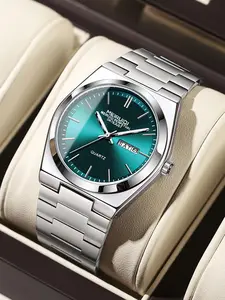 Men's Business Round Dial Analog Quartz Watch, Fashion Watch for Party, Daily Clothing Decor, Trendy All-match & Exquisite Watch for Gift with Box, Business Fashion Watches