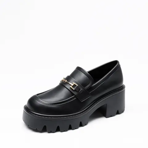 Dream Pairs Loafers for Women, Chunky Platform Heeled Slip On Shoes in Faux Leather with Chain Detail and Lug Sole, Women's Shoes, Chunky Shoes