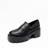 Dream Pairs Loafers for Women, Chunky Platform Heeled Slip On Shoes in Faux Leather with Chain Detail and Lug Sole, Women's Shoes, Chunky Shoes
