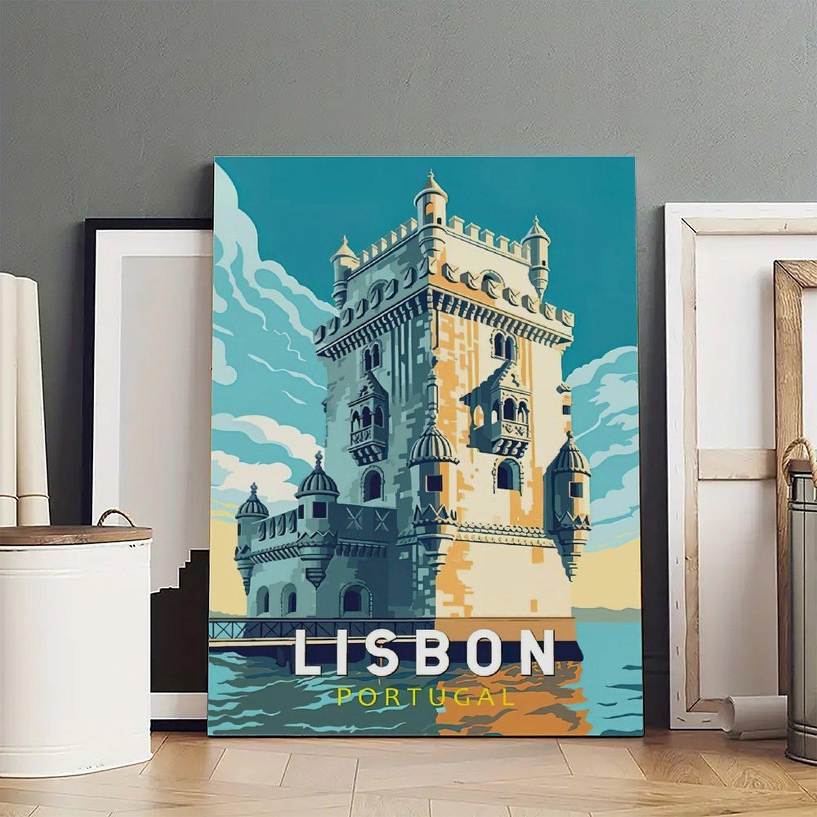 Vintage Lisbon Portugal Travel Poster Decorative Painting Canvas Wall Art Picture Print Modern Family Bedroom Decor