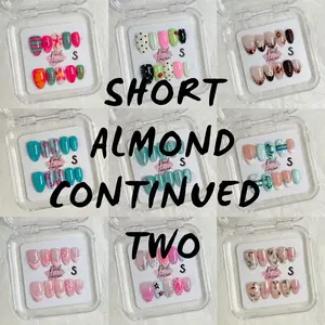 NailHaven| Short Almond Continued Two Collection - 10 Pcs Handmade Press-On Nails| Cute Acrylic Nails, High Quality Reusable