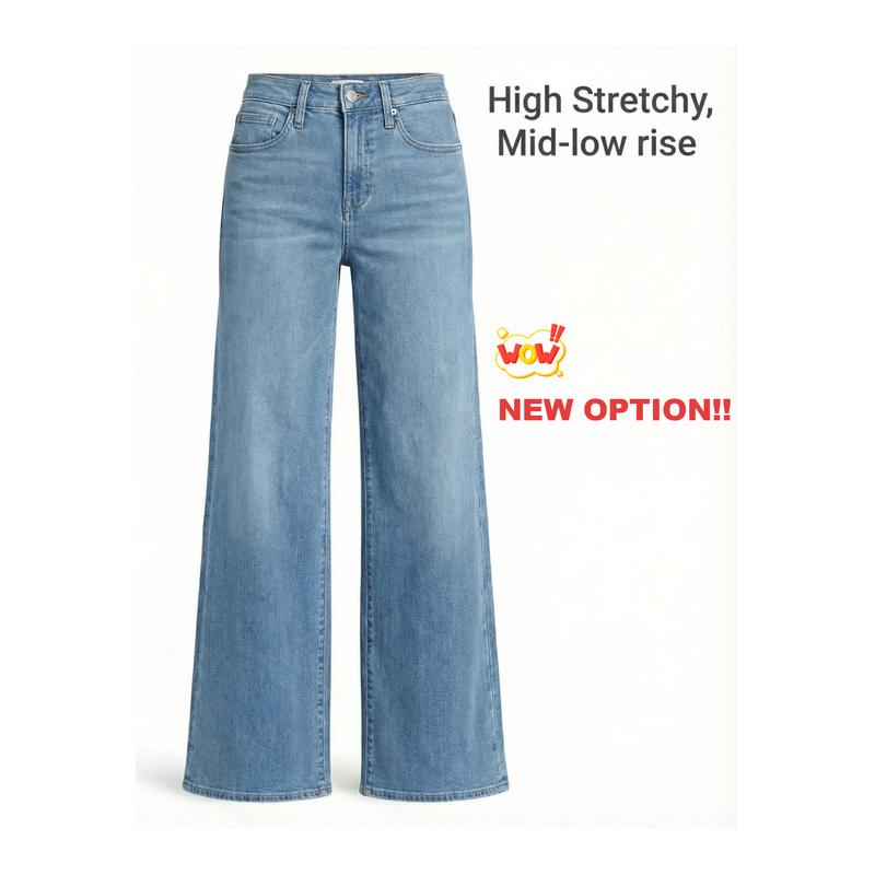 Nextrys AdaptHer Women's High-Rise Wide Straight Leg Baggy Jeans with Snap-Button Waistband Y2K Lightweight Tummy Control Casual Everyday Style Denim Basic Minimalist Maxi