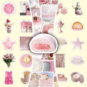 50 Sheets of Pink Creative Design Sweet and Cute DIY Decorative Stickers for Scrapbook, Phone Case, and Suitcase