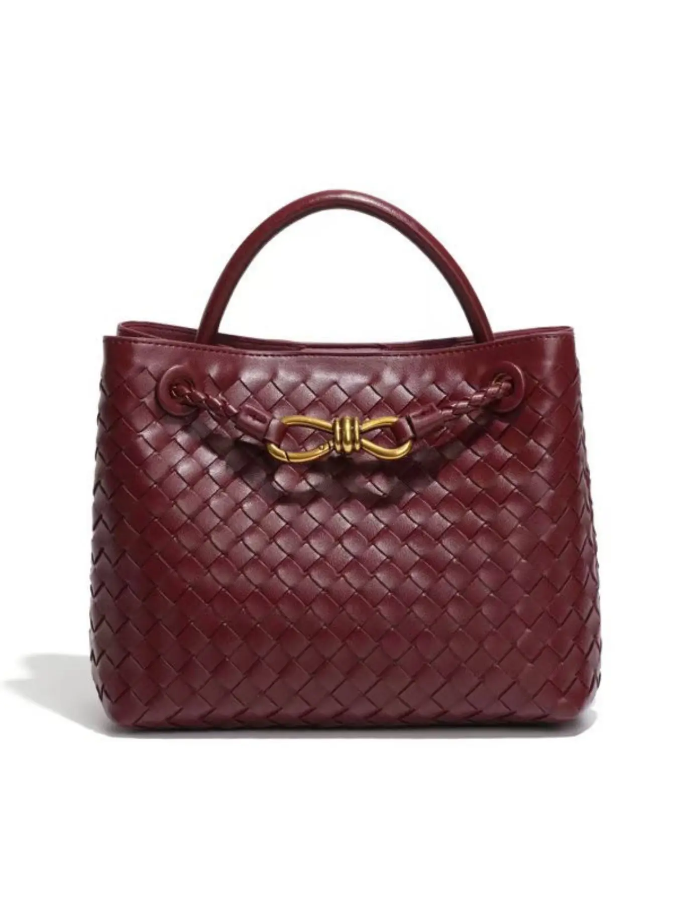 Export Lightweight Woven Tote, Pu Tote Satchel, Flattenable Casual Crossbody Bag, Anti-Crush Commuter Bag with Zippered Pocket, Stylish & Durable Design
