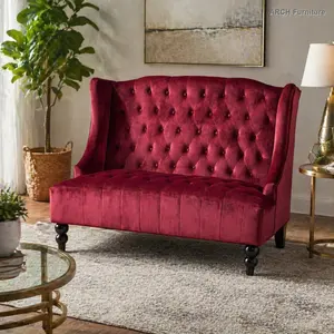 Velvet Fabric Modern Glam Loveseat Sofa with Button Tufting and Diamond Stitch, Compact Indoor Apartment Furniture for Small Living Spaces Upholstered Sofa Couch Sectional Sofa Couches