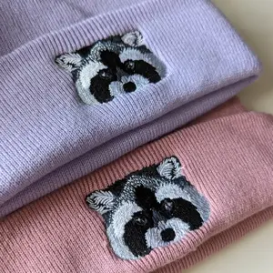 Embroidered Racoon Beanie, Trashpanda Meme, Beanie Embroidered Gift, Animal Beanie, Christmas Gift