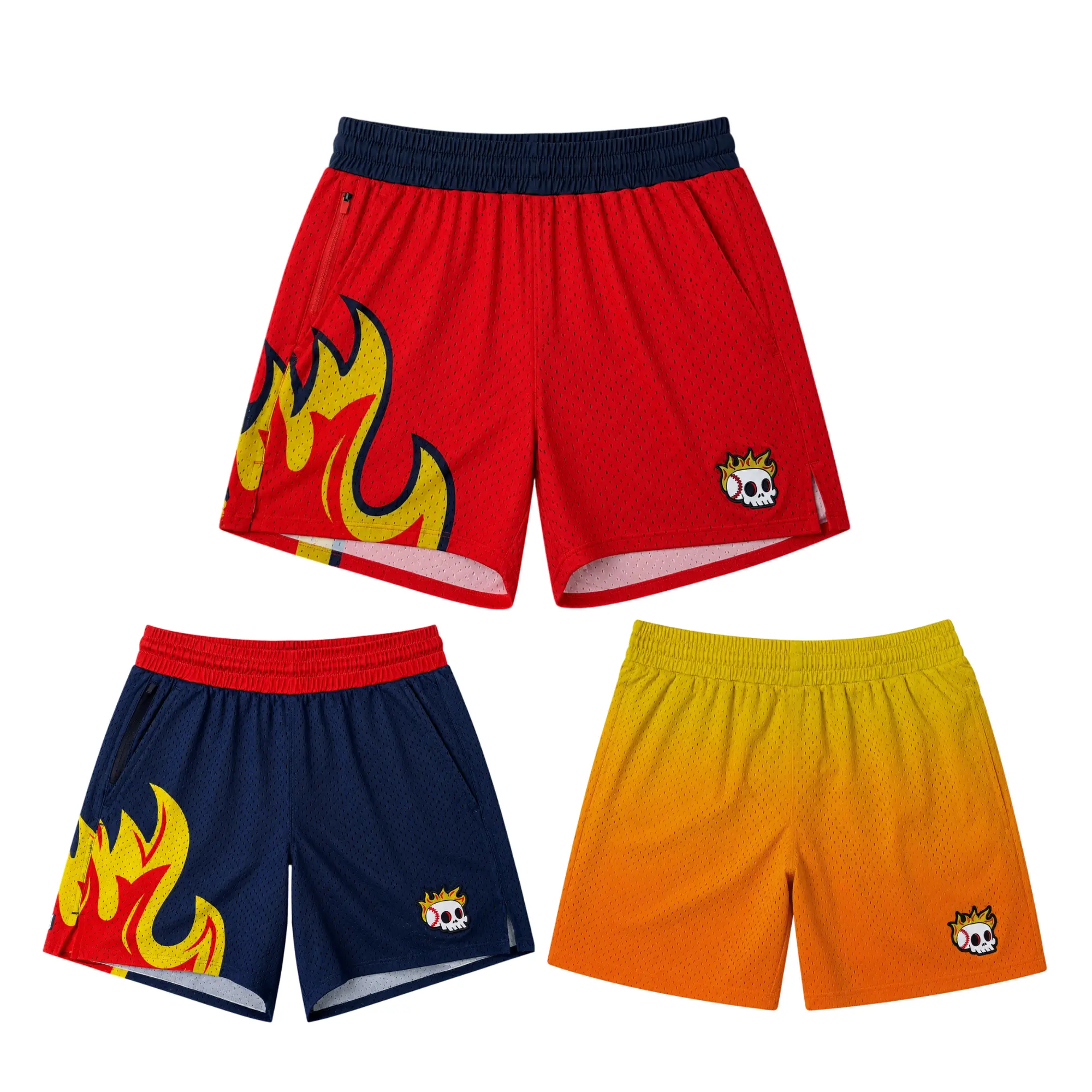 Plate Crate - En Fuego Mesh Shorts | Summer Athletic Baseball Outfit for Youth & Adults