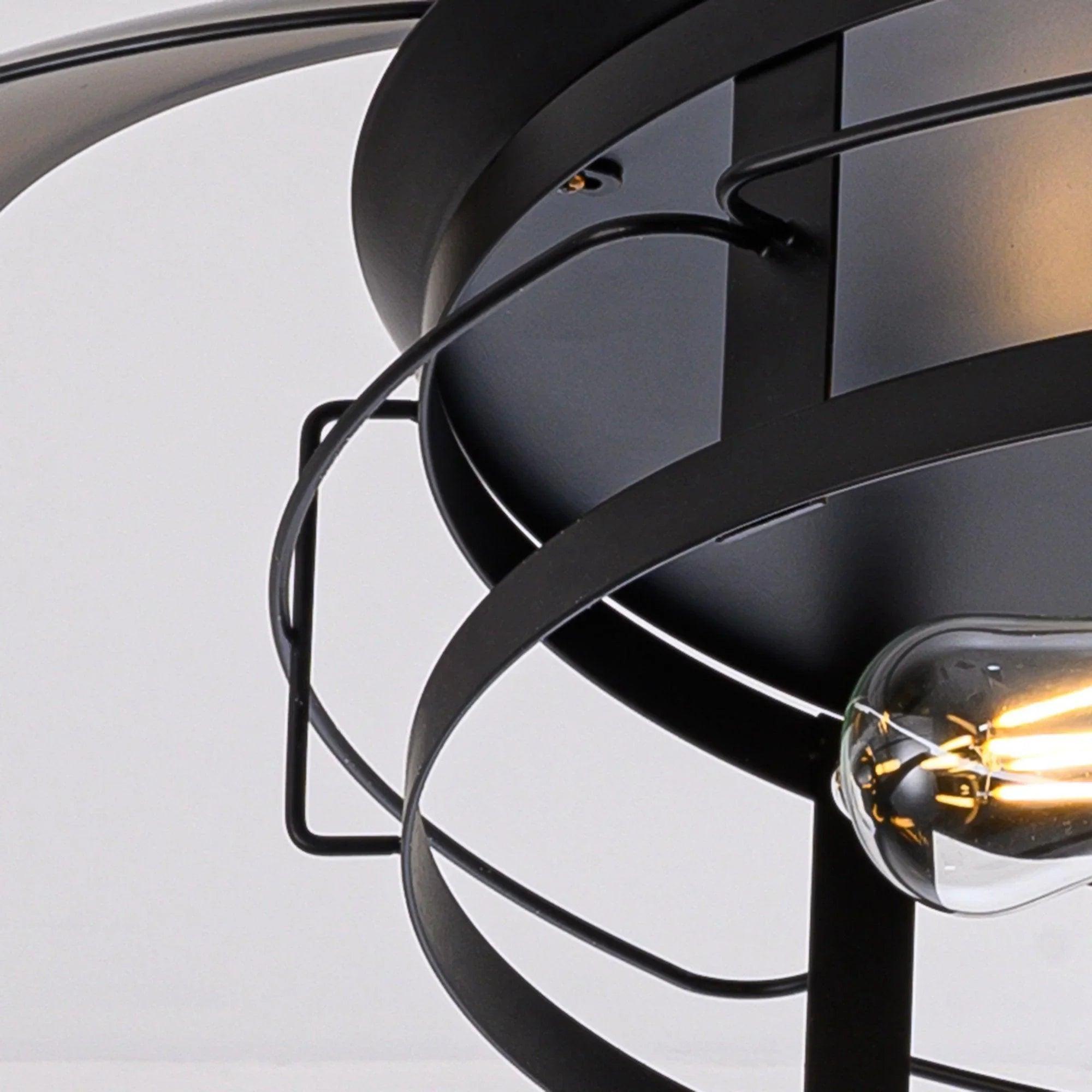 52" Industrial Downrod Mount Ceiling Fan with LED Light & Remote Control