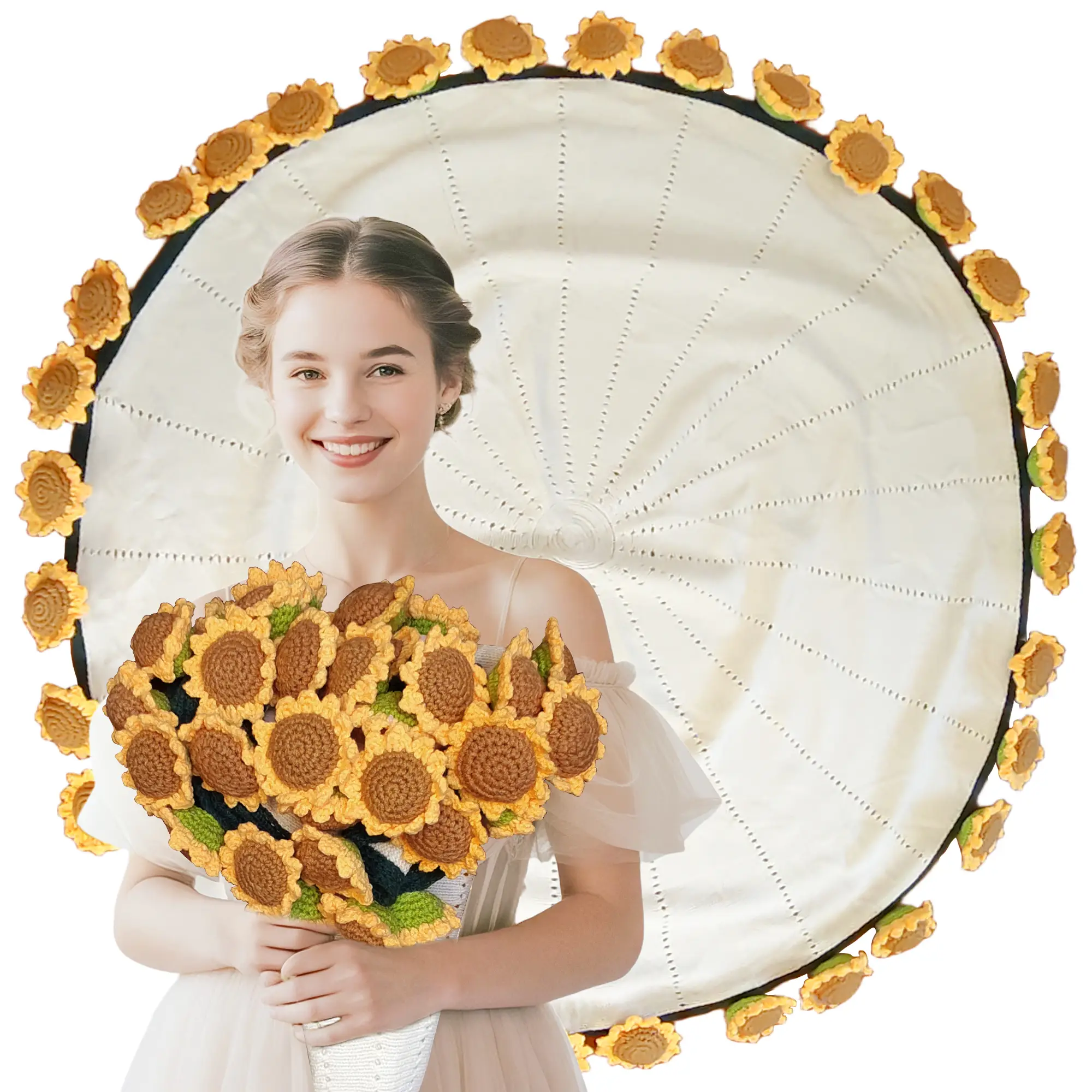 Finished Flower Bouquet Blanket,Handmade Crochet Flower Blanket,Soft Knitted Throw Rose Blanket, Romantic Gift for Birthday Wedding Valentine’s Day Mo