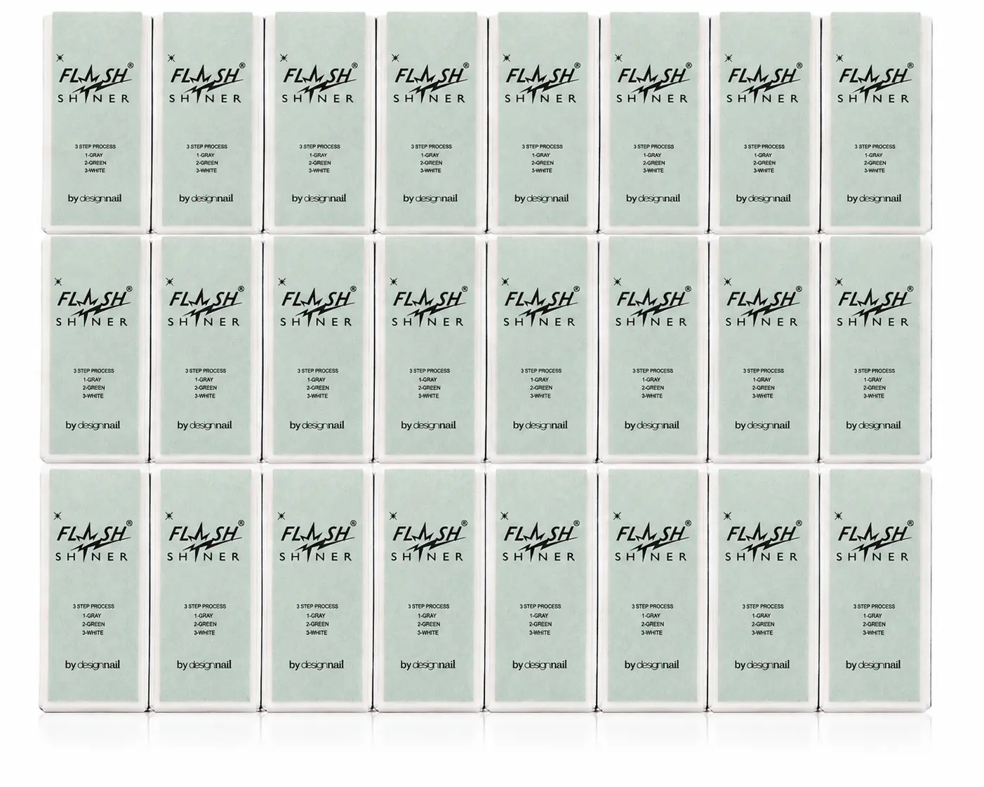 3-Way Flash Shiner Foam Core Buffer Blocks (Bulk Pack of 24) - Professional Manicure & Nail Care Tools, Smooth, Condition, Shine - Natural Polisher for Salon or Home Use