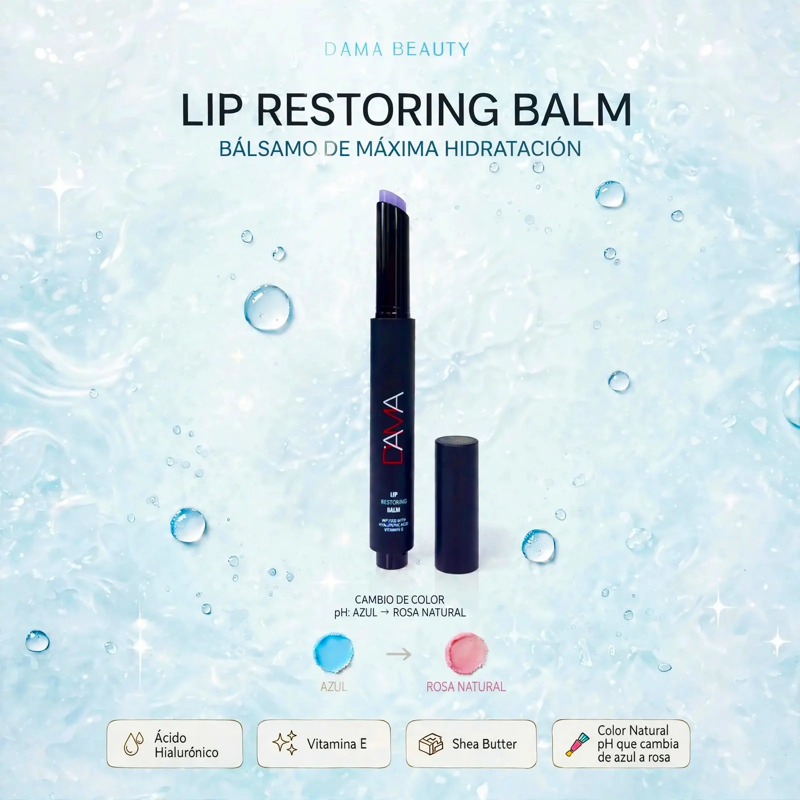 Dama Beauty Cosmetic Lip Balm - 2g, Hyaluronic Acid, Vitamin E, Nourishing Ingredients for Hydrating Lips