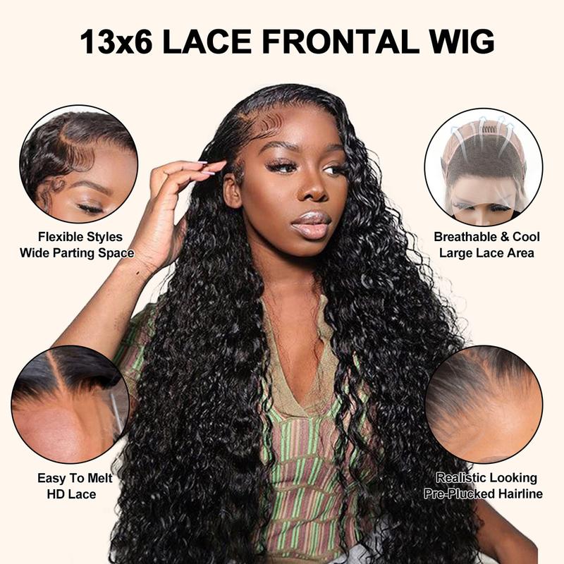 [Exclusive Deal] OQ HAIR Water Wave 13x6 Lace Front Wigs Human Hair Pre Plucked Lace Frontal Wigs For Women With Baby Hair Various Styles