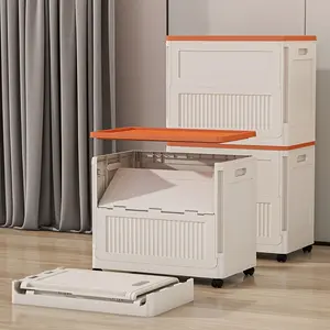 2026 Upgraded Heavy-Duty Reinforced Load-Bearing Clothes Storage Box, Large Capacity Flip-Top Organizer for Bedroom Clothing and Quilts, Foldable with Wheels and Lid, Ideal for Renters