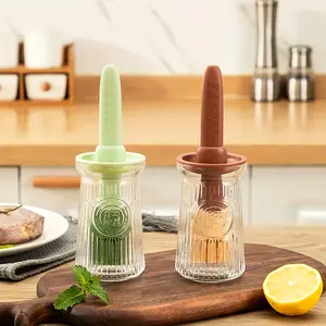 1pc Silicone Kitchen Oil Brush with Bottle - Heat Resistant, Non-Stick, Easy Cleaning, Integrated Seasoning Container - Perfect for BBQ, Outdoor Camping, Picnic, Hiking, Cooking, Kitchen Essentials and Cookware Accessories