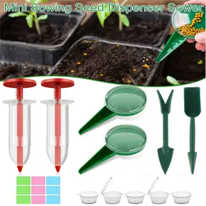 A set of 12 Pieces Mini Seed Planter Set: Handheld Plastic Garden Sowing Tools for Easy Planting Seed Sower Manual Seedlings Dibber and Widger Set Gardening tools multifunctional